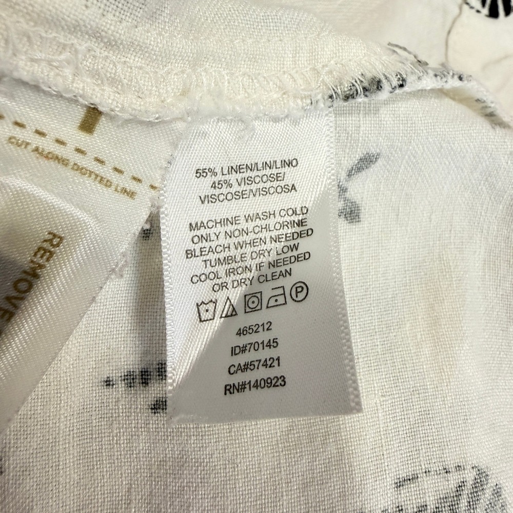 LOFT White Zebra Print Linen Blend Tie Waist Shorts 12 - Picture 4 of 6